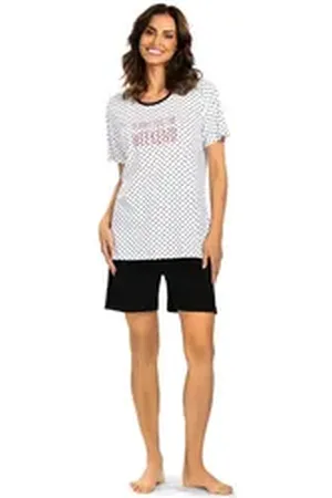 Comtessa Shorty Feeling Good (Set, 2 tlg., 2-teilig) Damen Pyjama 2-teilig Shorty Baumwolle große Größen lila|weiß 52