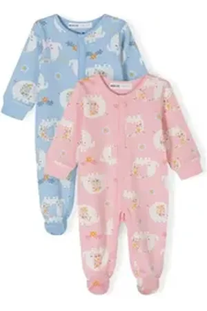 Minoti Schlafoverall Schlafanzüge mit Print, 2-er Pack (0-24m) blau 68-74cm