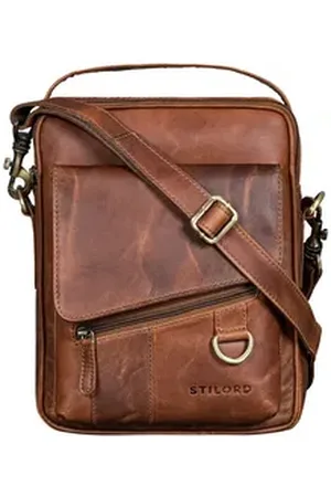 STILORD Schultertasche "Silvio" Moderne Ledertasche Herren Klein für Tablet 10,1 Zoll braun