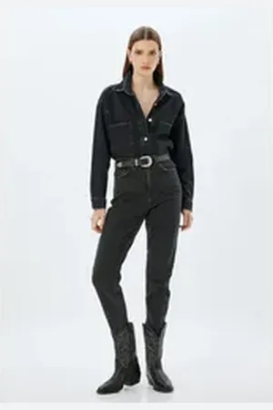 Koton Mom-Jeans Normale Leibhöhe Mom schwarz 32/32