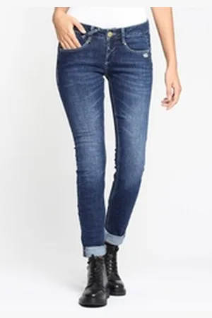 Gang Skinny-fit-Jeans 94NELE mit Rundpasse und seitlichen Dreieckseinsätzen f. e. tolle Silhouette blau 32