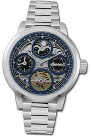 INGERSOLL 1892 Quarzuhr Herrenuhr Edelstahl silber, (Analoguhr), Herrenuhr Edelstahlarmband silber, rundes Gehäuse, groß (ca. 44mm) silberfarben