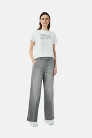 Comma, Comma casual identity 5-Pocket-Jeans Lässige Wide-Leg-Jeans im Loose Fit Waschung grau 40/LONG