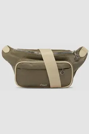 QS by s.Oliver Tragetasche Bauchtasche aus Nylon mit Logo und abnehmbaren Trägern, Logo beige