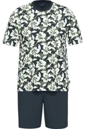 Ammann Pyjama Bio Herren-Shorty Single-Jersey gemustert grün 48