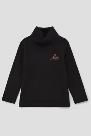QS by s.Oliver Langarmshirt Longsleeve mit Schalkragen schwarz 116/122