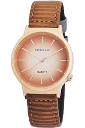 Excellanc Quarzuhr EX0028 Damenuhr mit Lederimitationsarmband, Damenuhr Lederimitat