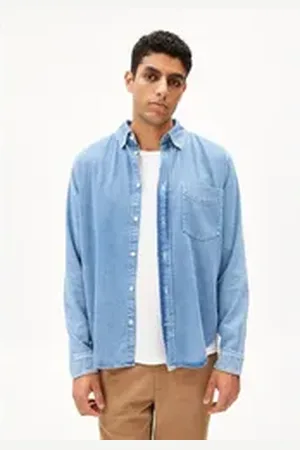 Armedangels Langarmhemd GAVRAA Herren Jeanshemd aus Bio-Baumwoll Mix (1-tlg., Relaxed Fit) Relaxed Fit blau L/50/52