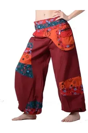 Kunst und Magie Haremshose Kunst&Magie Bunte Hippiehose Baumwolle IBIZA Strandhose Wellnesshose rot 4XL