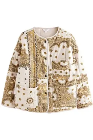 Next Steppjacke Steppjacke aus 100 % Baumwolle mit Druckknöpfen (1-St) beige XL