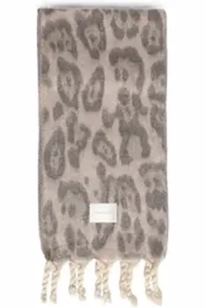 SASSYCLASSY Schal Schal Damen mit Leo-Print elegant, Warmer langer Schal im Leoprint Grau Offwhite Burgundy Braun Camel grau