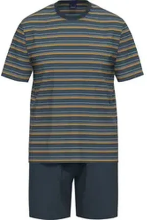 Ammann Pyjama Herren-Shorty Single-Jersey Streifen blau 56