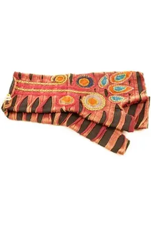 Vishes Armstulpen Bestickte Damen Handschuhe Stulpen mit Daumen Fleece Gefüttert Alternative Bekleidung, Hippie, Goa Style rot