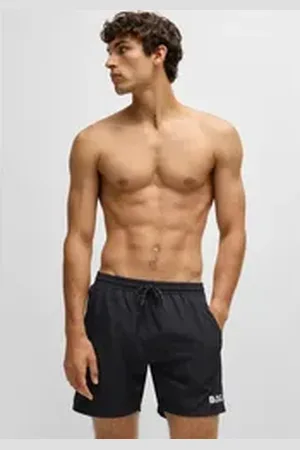 HUGO BOSS Badeshorts Starfish mit Kontraststreifen schwarz S