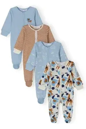 Minoti Schlafoverall Schlafanzüge mit Print, 4-er Pack (0-24m) blau 50-56cm
