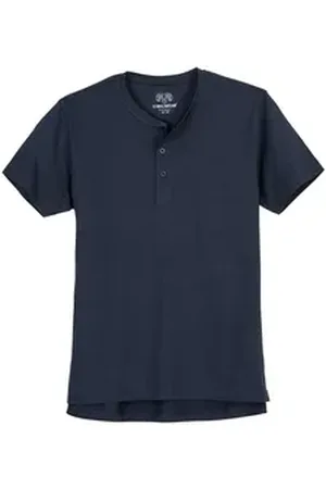 Ceceba Print-Shirt T-Shirt Übergröße navy Knopfleiste blau 72/74