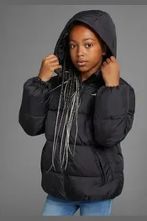 KangaROOS Winterjacke Outdoor Steppjacke für Mädchen Steppjacke mit reflektierenden Details schwarz 140/146