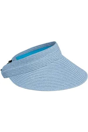 CASPAR Strohhut HT027 verstellbare leichte Damen Sommer Schirmmütze Sonnenvisor blau
