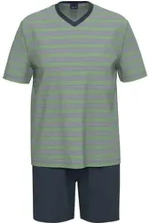 Ammann Pyjama Herren-Shorty Single-Jersey Streifen grün 48