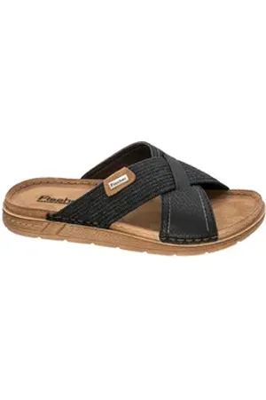Fischer Markenschuh Marco Pantolette aus Vegano (Lederimitat), mit Sythetik-Futter, gepolstertes Fußbett schwarz 45 EU