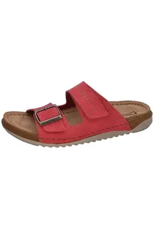 Fischer Markenschuh Sarah Pantolette aus Nappalino (Lederimitat), mit Fleecefutter, gepolstertes Lederfußbett rot 36 EU