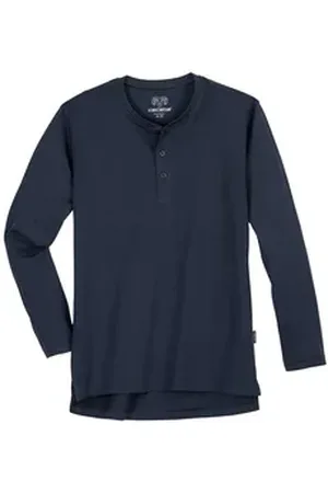 Ceceba Rundhalsshirt Langarmshirt Übergröße navy Knopfleiste blau 68/70