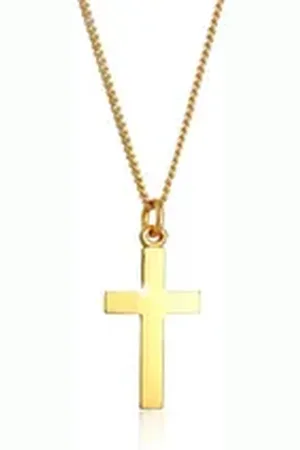 Elli Kette mit Anhänger Kids Kreuz Symbol Kommunion 925 Silber, Kreuz goldfarben