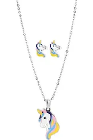 Akzent Schmuckset Amara Einhorn-Schmuckset "Amara", Edelstahl, Kette & Ohrstecker (Einzeln), Kinder Schmuckset silberfarben
