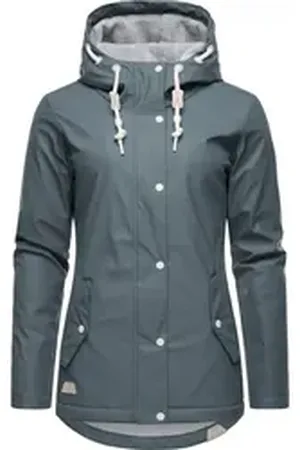 Ragwear Regenjacke Marge warm gefütterter Damen Winter Regenmantel grau XL (42)