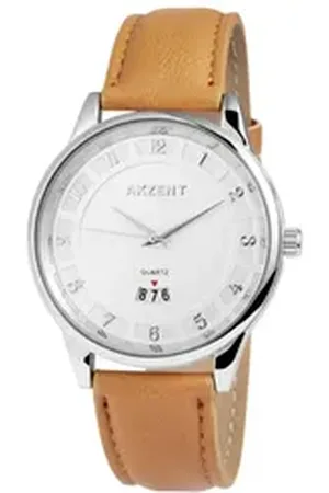 Akzent Quarzuhr AK0082 Herrenuhr mit Lederimitationsarmband, Herrenuhr Lederimitat