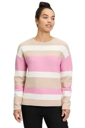 Betty & Co Strickpullover Betty & Co Strickpullover mit Streifen (1-tlg) Struktur braun|rosa 38