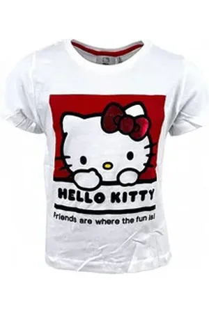 Hello Kitty T-Shirt Jersey Mädchen Shirt Gr. 104-140 cm weiß 128 cm