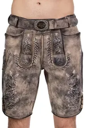 Mark Maddox Trachtenlederhose Lederhose Herren kurz - ENGELBERT - beige antik beige 62
