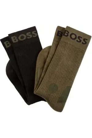 HUGO BOSS Freizeitsocken 2P RS Sport (Packung, 2-Paar, 2er Pack) mit großem Logo-Schriftzug am Bund grün 43-46