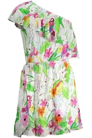 Desigual Partykleid Elegantes One-Shoulder Damenkleid: Weiß mit Kontrastdetails XL