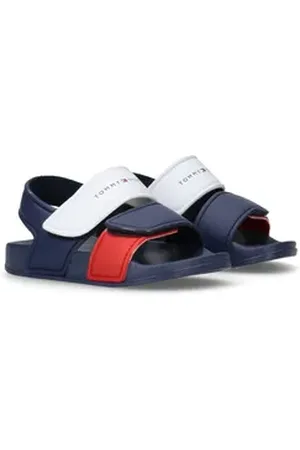 Tommy Hilfiger Badesandale, Badeschuh, Wassersandale, Sommerschuh mit Klettverschluss blau|rot 23 EU
