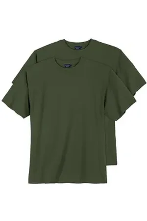 Adamo Rundhalsshirt 2er-Pack Basic T-Shirt Übergröße oliv grün 4XL