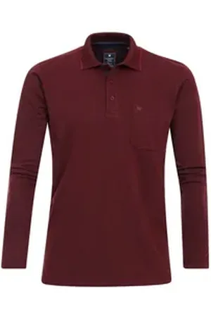 Redmond Poloshirt XXL Langarm-Polo bordeaux melange blau|rot 4XL