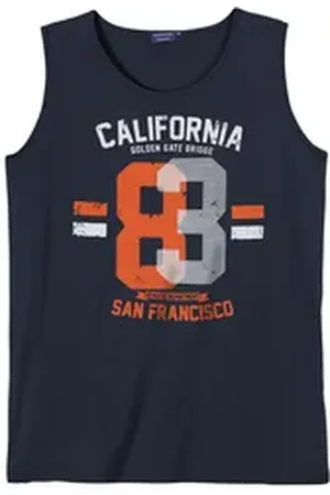 Adamo Rundhalsshirt XXL Tanktop navy Frontprint California blau 3XL