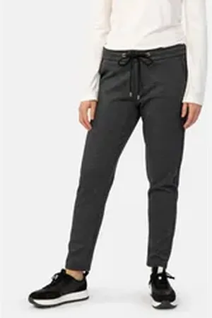 Stooker Women Jogg Pants Easy Fit Berlin Pepita Tapered Fit Casual Stretch Mit Gummibund für Damen grau 42