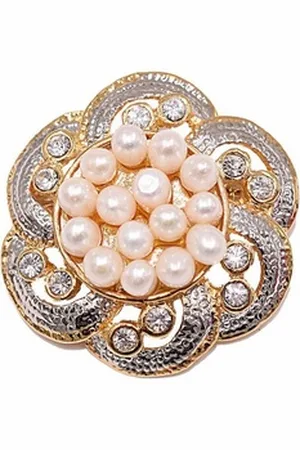 Firetti Brosche Schmuck Geschenk Ansteckschmuck Blume Glitzersteine, mit Strassstein - mit Süßwasserzuchtperle gelb|goldfarben|weiß