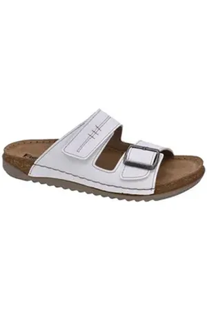 Fischer Fischer-Markenschuh Sarah Pantolette aus Nappalino (Lederimitat), mit Fleecefutter, gepolstertes Lederfußbett weiß 40 EU