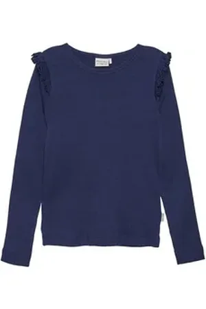 Minymo Longshirt T-Shirt LS Rib-Girl blau 104 - ca. 4 Jahre