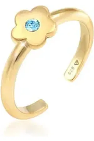 Elli Silberring Kinder Blume Kristall 925 Silber, Blume goldfarben