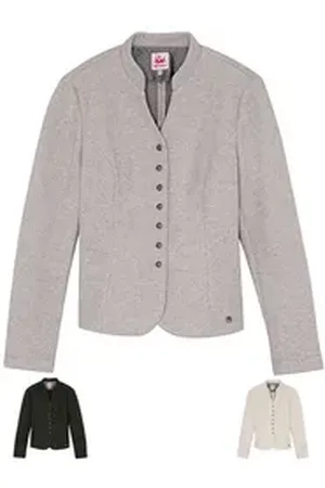 SPIETH & WENSKY Trachtenstrickjacke Distanz- Strickjacke Distanz Damen Strickjacke Janker Trachten jacke grau 42/XL