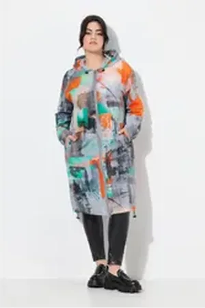 Angel of Style Angel of Style Sommerjacke Mantel Alloverdruck Kapuze Langarm grau|grün 42
