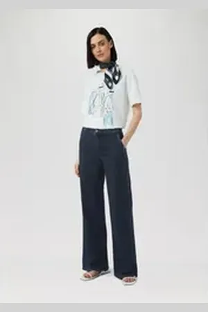 Comma, Comma 5-Pocket-Jeans Elastische Wide-Leg-Jeans im Loose Fit blau 38/REG