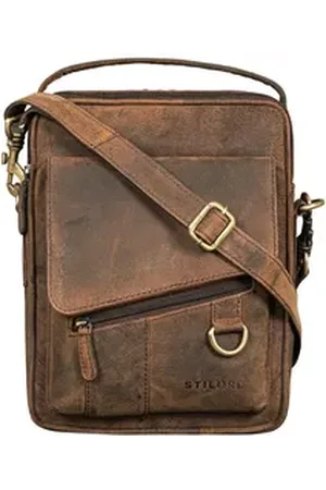 STILORD Schultertasche "Silvio" Moderne Ledertasche Herren Klein für Tablet 10,1 Zoll braun