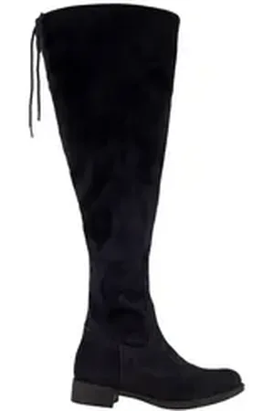 Ulla Popken Overknee-Stiefel Bindeband Reißverschluss Weite H Stiefel blau 42 EU