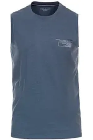 Casa Moda Muscleshirt XXL Tanktop rauchblau melange Brustprint blau 3XL
